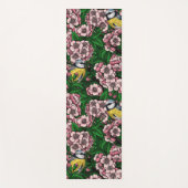 Tapis De Yoga Rameaux bleus dans le cerisier en fleurs en vert (Devant)