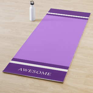 Tapis De Yoga Rayé royal pourpre et blanc sur violet clair