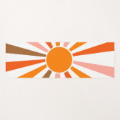 Tapis De Yoga Rayons Soleil Rétro Coucher Soleil Orange Jaune Ro (Devant (Horizontal))