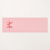 Tapis De Yoga Rays Rouges & Blancs Monogramme Nom (Devant (Horizontal))