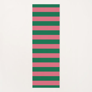 Tapis De Yoga Rayure verte et rose chérie