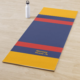 Tapis De Yoga Rayures centrales horizontales Lignes Bleu Jaune R