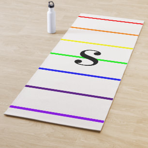 Tapis De Yoga Rayures de monogramme Namaste envers noir