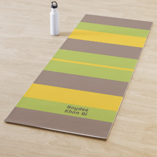 Tapis De Yoga Rayures rythmiques Lignes horizontales Marron Jaun
