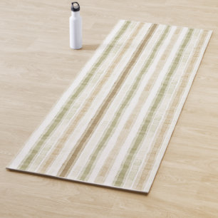 Tapis De Yoga Rayures vert brun crème