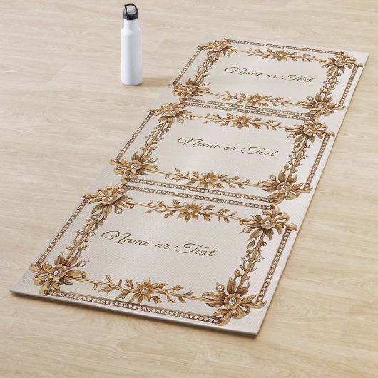 Tapis De Yoga Rectangle doré Fleurs Dimonées brillantes (En situation)