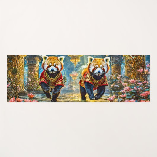Tapis De Yoga Red Pandas Jade Palace Design par Rich AMeN Gill (Devant (Horizontal))