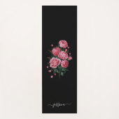 Tapis De Yoga Red Roses on Black with script name (Devant)
