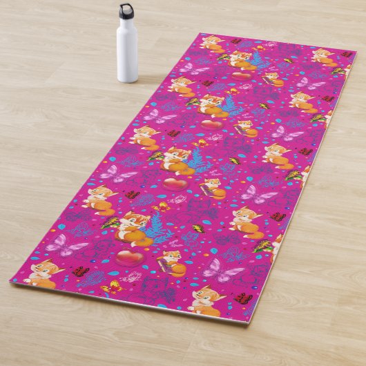Tapis De Yoga renard et papillon (En situation)