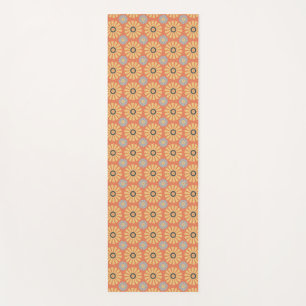 Tapis De Yoga Retro Abstrat Motif de marguerites bleues et orang