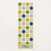Tapis De Yoga Retro Groovy Summer Flowers Stems (Devant)