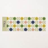 Tapis De Yoga Retro Groovy Summer Flowers Stems (Devant (Horizontal))