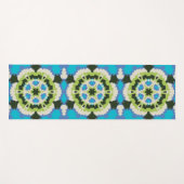 Tapis De Yoga Retro Mandala bleu vert blanc et noir (Devant (Horizontal))