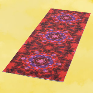 Tapis De Yoga Rétro Mandala rouge et violet