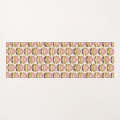 Tapis De Yoga Rétro motif floral rose et pourpre (Devant (Horizontal))