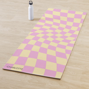 Tapis De Yoga Retro Pastel personnalisé À damiers dérouté