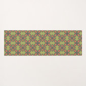 Tapis De Yoga Retro Vert et Orange Abstrait motif floral (Dos (Horizontal))
