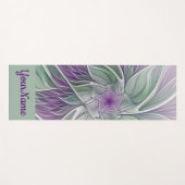 Tapis De Yoga Rêve de fleurs, Abstrait vert pourpre Nom fractal (Devant (Horizontal))