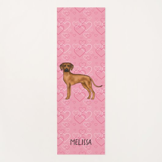 Tapis De Yoga Rhodesian Ridgeback Chien Love Coeur Motif rose (Devant)
