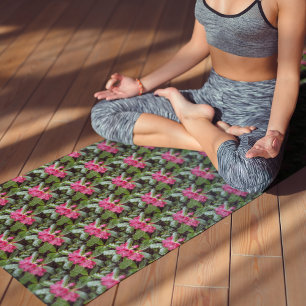 Tapis De Yoga Rhododendrons rouge motif floral