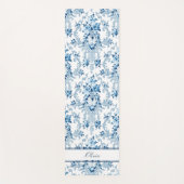 Tapis De Yoga Rococo bleu & blanc Floral (Devant)