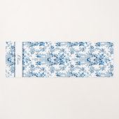 Tapis De Yoga Rococo bleu & blanc Floral (Devant (Horizontal))