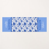 Tapis De Yoga Rococo Blue Floral Elegance Nom (Devant (Horizontal))