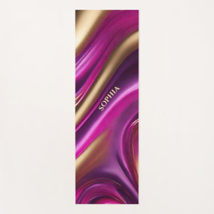 Tapis De Yoga Rose Abstrait-violet moderne et or-