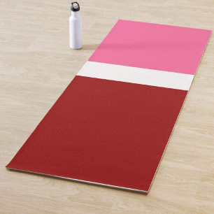Tapis De Yoga Rose Blanc Marron Rouge Bloc de Couleur 