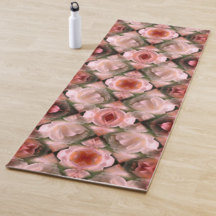 Tapis De Yoga Rose blanche florale Abstraite teintée