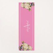 Tapis De Yoga Rose blanche monogrammed rose (Devant)
