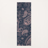 Tapis De Yoga Rose bleu classique Parties scintillant or Paisley (Devant)