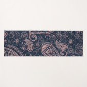 Tapis De Yoga Rose bleu classique Parties scintillant or Paisley (Devant (Horizontal))