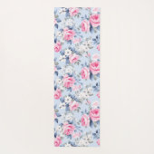 Tapis De Yoga Rose esthétique roses fleurs blanches motif (Dos)