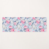 Tapis De Yoga Rose esthétique roses fleurs blanches motif (Devant (Horizontal))