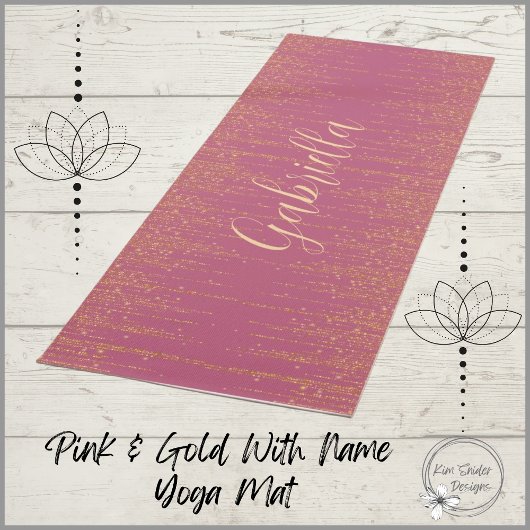 Tapis De Yoga Rose et or avec nom