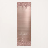 Tapis De Yoga Rose Gold Dripping Glitter Personalized (Devant)
