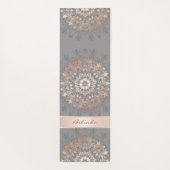Tapis De Yoga Rose Gold Grey Floral Mandala Monogramme (Dos)