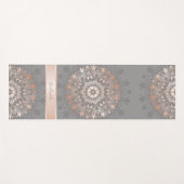 Tapis De Yoga Rose Gold Grey Floral Mandala Monogramme (Devant (Horizontal))