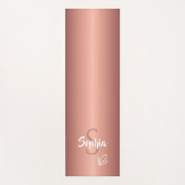 Tapis De Yoga Rose gold métal monogramme nom script  (Devant)