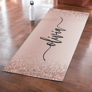 Tapis De Yoga Rose Gold - Parties scintillant rose pâle Nom du m