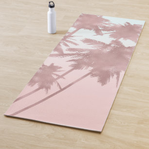 Tapis De Yoga Rose Gold Rose Pâle Palmiers Plage Ombré Palmiers 