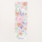Tapis De Yoga Rose lavande fleurie nom monogramme (Devant)