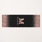 Tapis De Yoga Rose noir Parties scintillant or Monogramme (Devant (Horizontal))