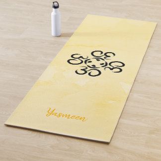 Tapis De Yoga Rose Om Compass, Aquarelle Jaune, Exercice Ohm