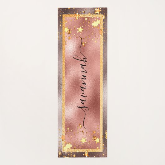 Tapis De Yoga Rose or étoiles nom script glamour (Dos)