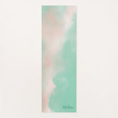 Tapis De Yoga Rose Pâle Féminin Vert Élégant Nom Script (Devant)