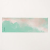 Tapis De Yoga Rose Pâle Féminin Vert Élégant Nom Script (Devant (Horizontal))