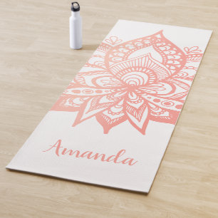 Tapis De Yoga Rose personnalisé Lotus Flower Mandala Rose