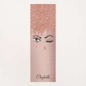 Tapis De Yoga Rose Pink Gold Eyelashes Dripping Glitter (Devant)